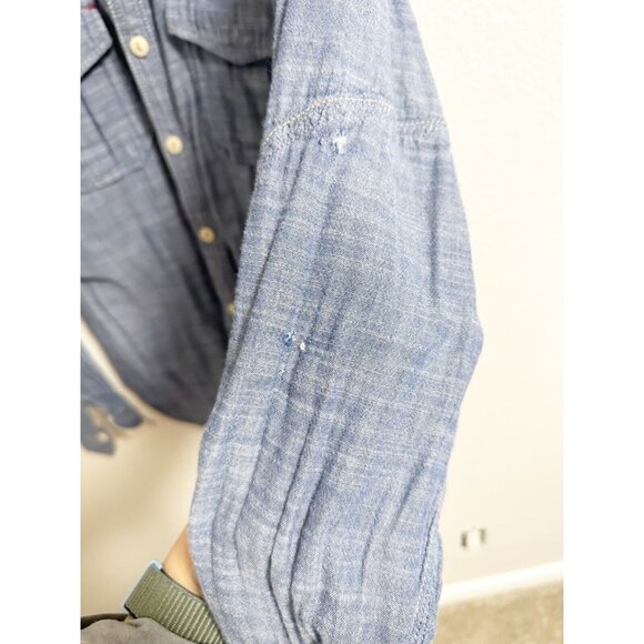 True Grit Mens Blue Chambray Western Shirt Button Front Long Sleeve Blue XXL - Picture 6 of 8